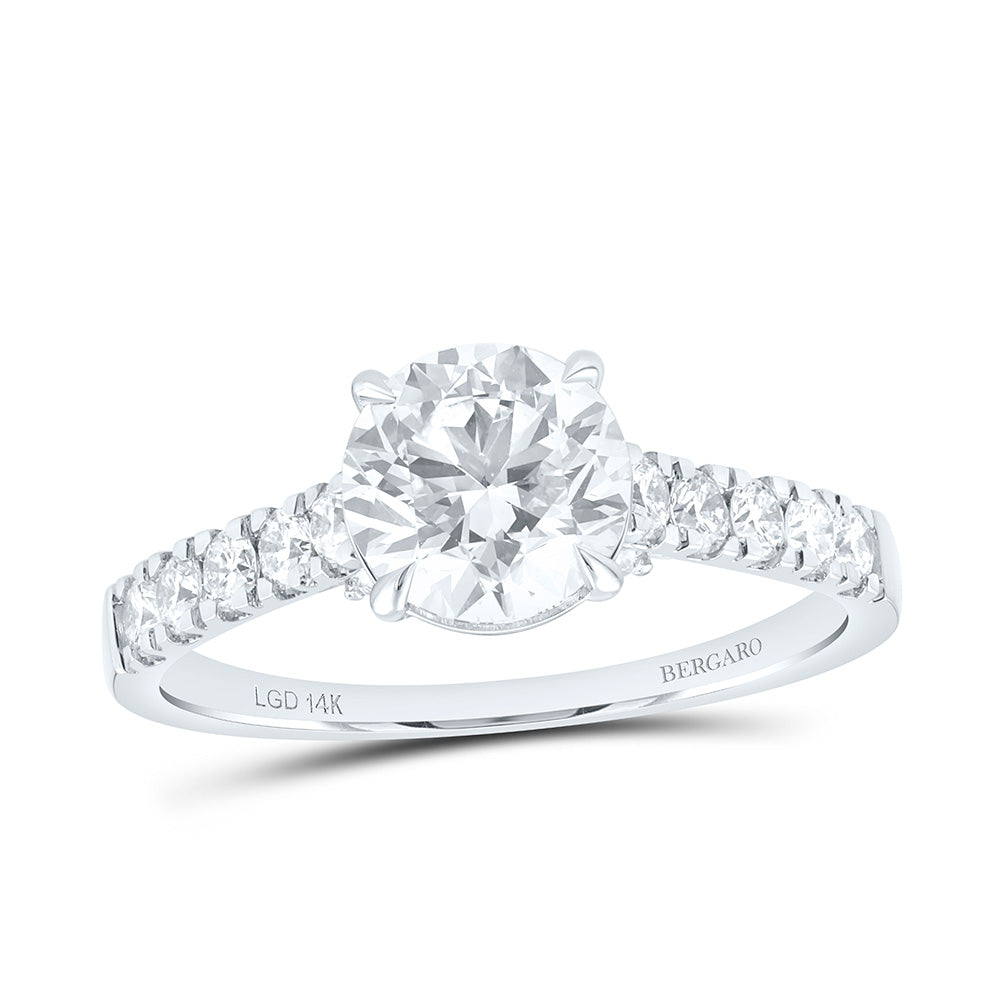 14K Yellow Or White Gold 2 Cttw Lab Grown Diamond 1 1/2 Cttw Center Round Engagement Ring