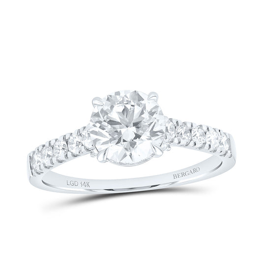 14K Yellow Or White Gold 2 Cttw Lab Grown Diamond 1 1/2 Cttw Center Round Engagement Ring