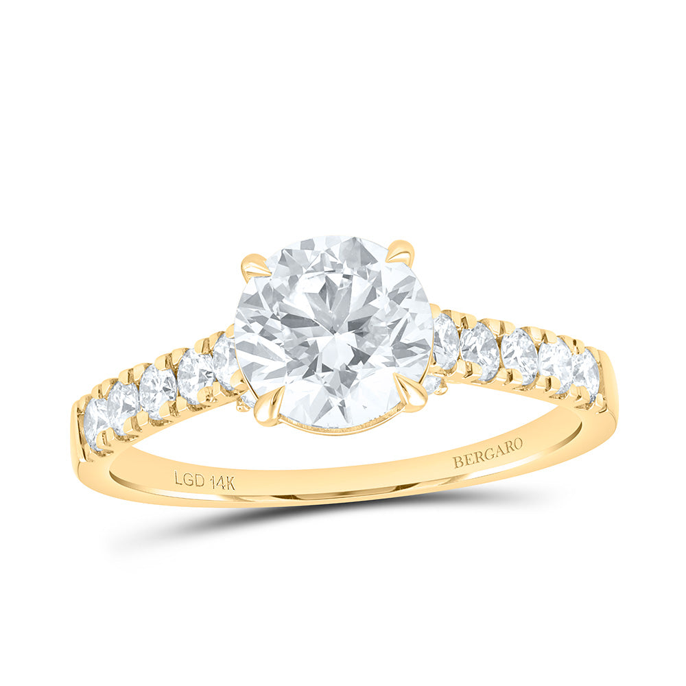 14K Yellow Or White Gold 2 Cttw Lab Grown Diamond 1 1/2 Cttw Center Round Engagement Ring