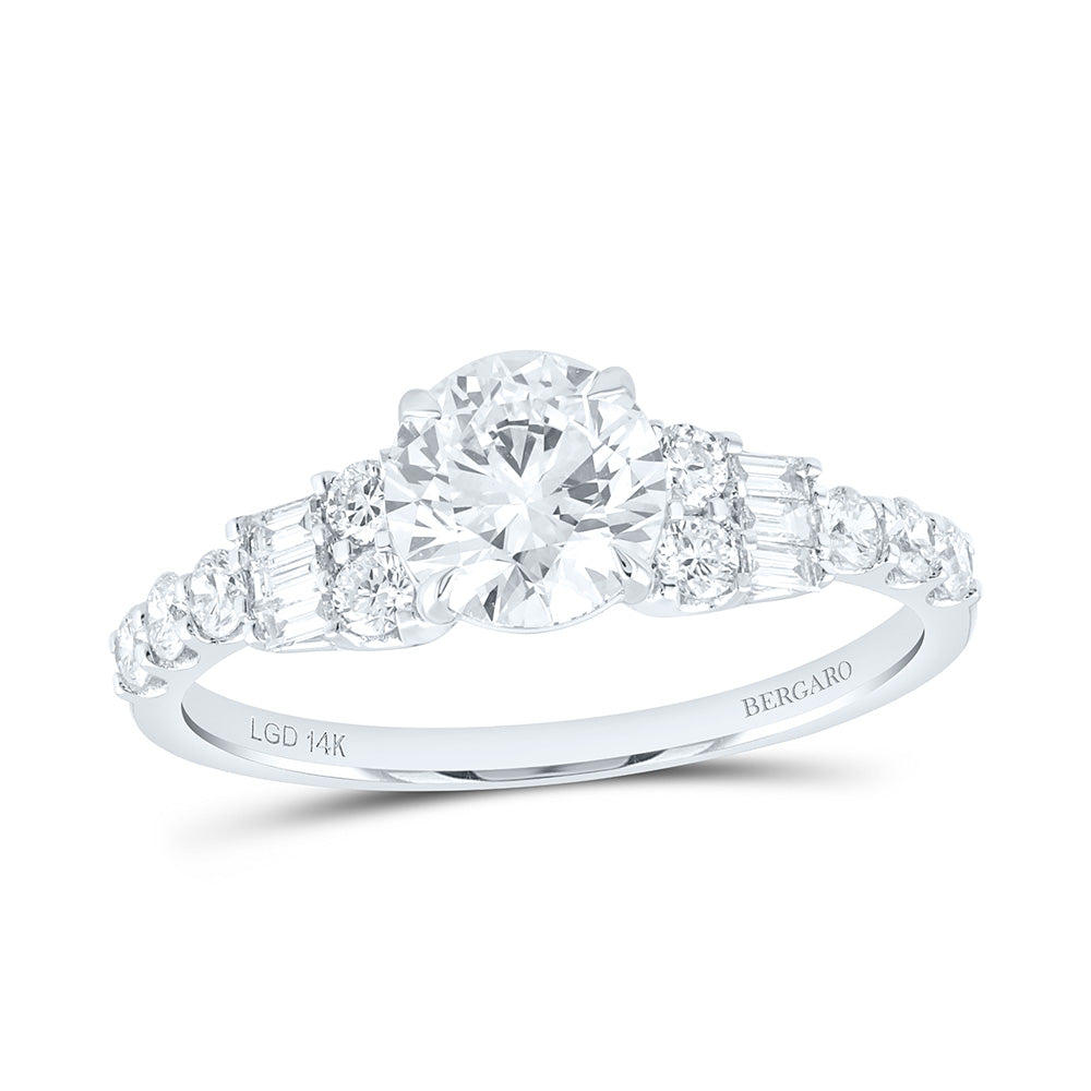 14K Yellow Or White Gold 1 1/2 Cttw Lab Grown Diamond 1 Cttw Center Round Engagement Ring