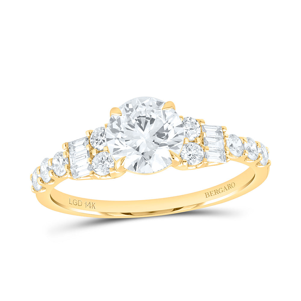 14K Yellow Or White Gold 1 1/2 Cttw Lab Grown Diamond 1 Cttw Center Round Engagement Ring