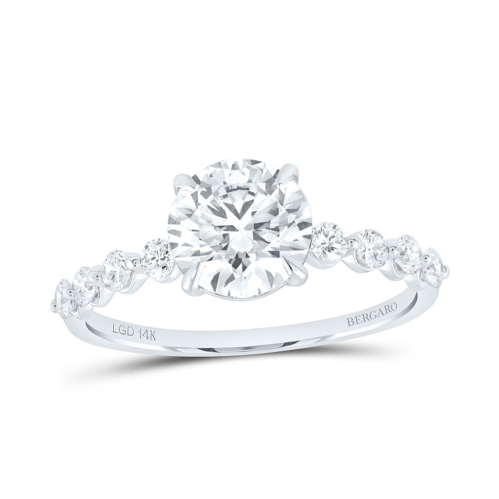 14K Yellow Or White Gold 1 7/8 Cttw Lab Grown Diamond 1 1/2 Cttw Center Round Engagement Ring