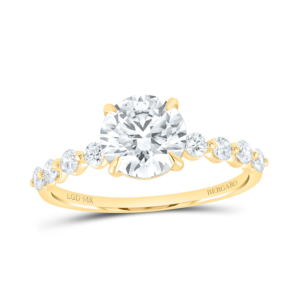 14K Yellow Or White Gold 1 7/8 Cttw Lab Grown Diamond 1 1/2 Cttw Center Round Engagement Ring