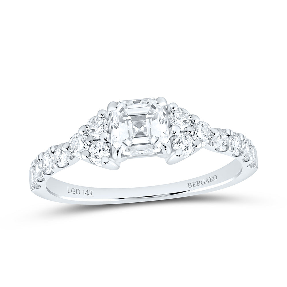14K Yellow Or White Gold 1 1/3 Cttw Lab Grown Diamond 3/4 Cttw Center Asscher Engagement Ring