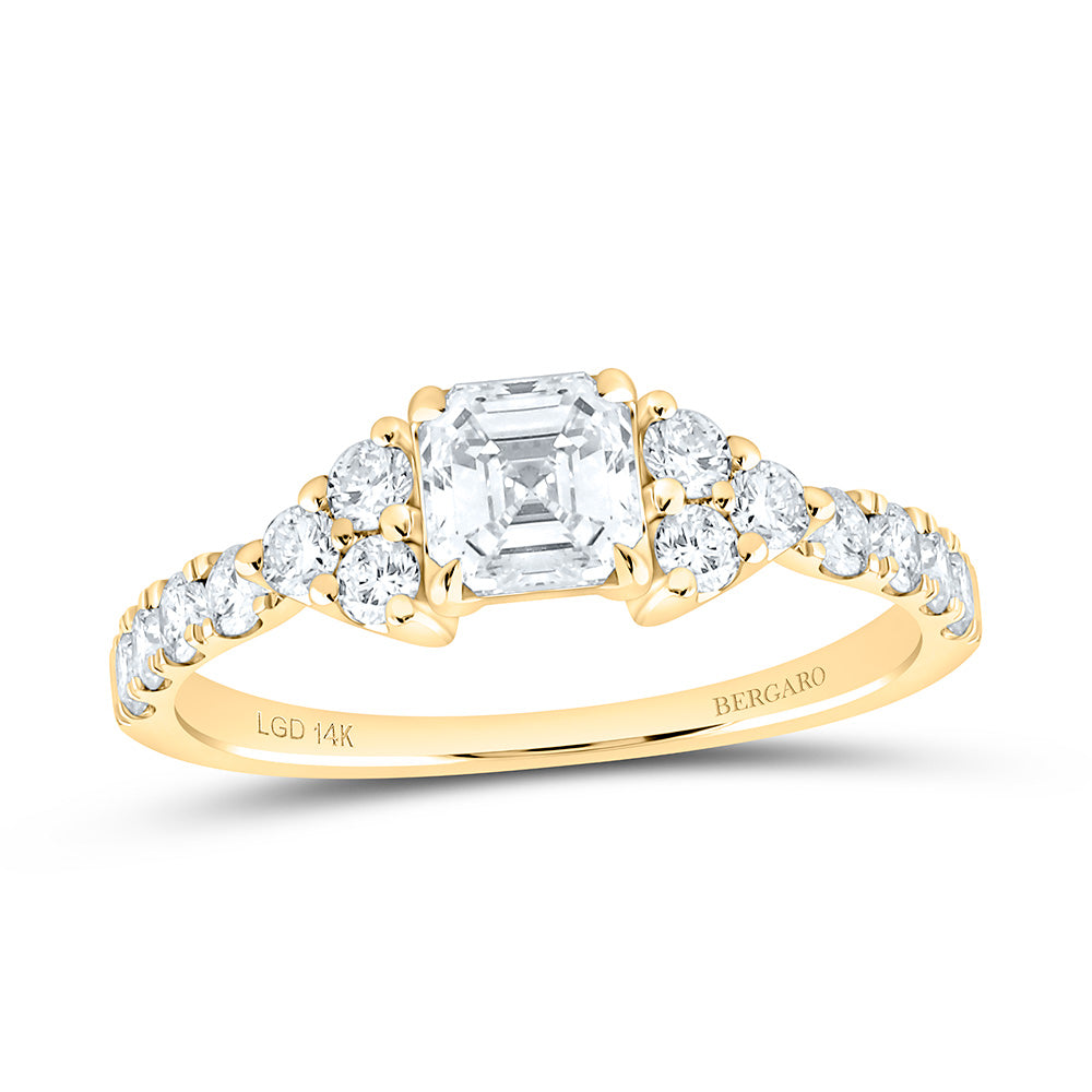 14K Yellow Or White Gold 1 1/3 Cttw Lab Grown Diamond 3/4 Cttw Center Asscher Engagement Ring