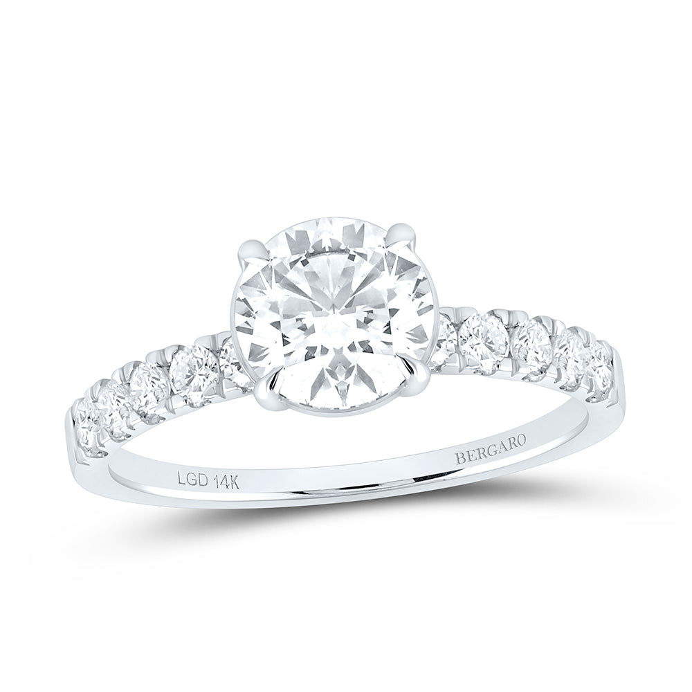 14K Yellow Or White Gold 1 7/8 Cttw Lab Grown Diamond 1 1/2 Cttw Center Round Engagement Ring