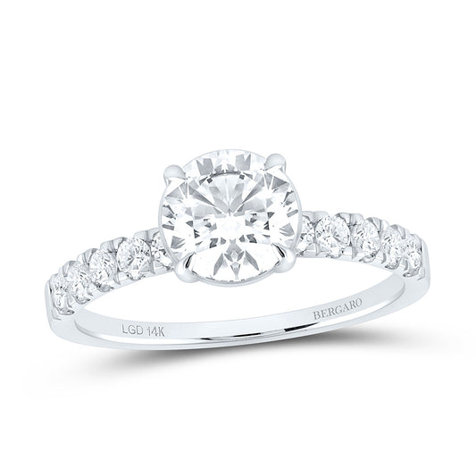 14K Yellow Or White Gold 1 7/8 Cttw Lab Grown Diamond 1 1/2 Cttw Center Round Engagement Ring