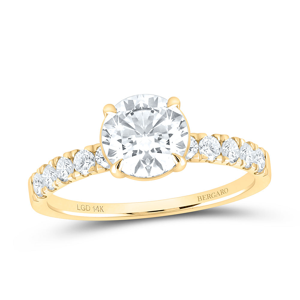 14K Yellow Or White Gold 1 7/8 Cttw Lab Grown Diamond 1 1/2 Cttw Center Round Engagement Ring