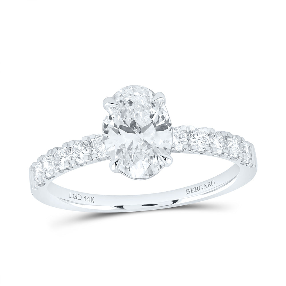14K Yellow Or White Gold 1 5/8 Cttw Lab Grown Diamond 1 1/5 Cttw Center Oval Engagement Ring