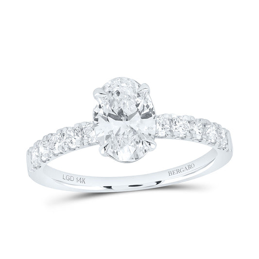 14K Yellow Or White Gold 1 5/8 Cttw Lab Grown Diamond 1 1/5 Cttw Center Oval Engagement Ring