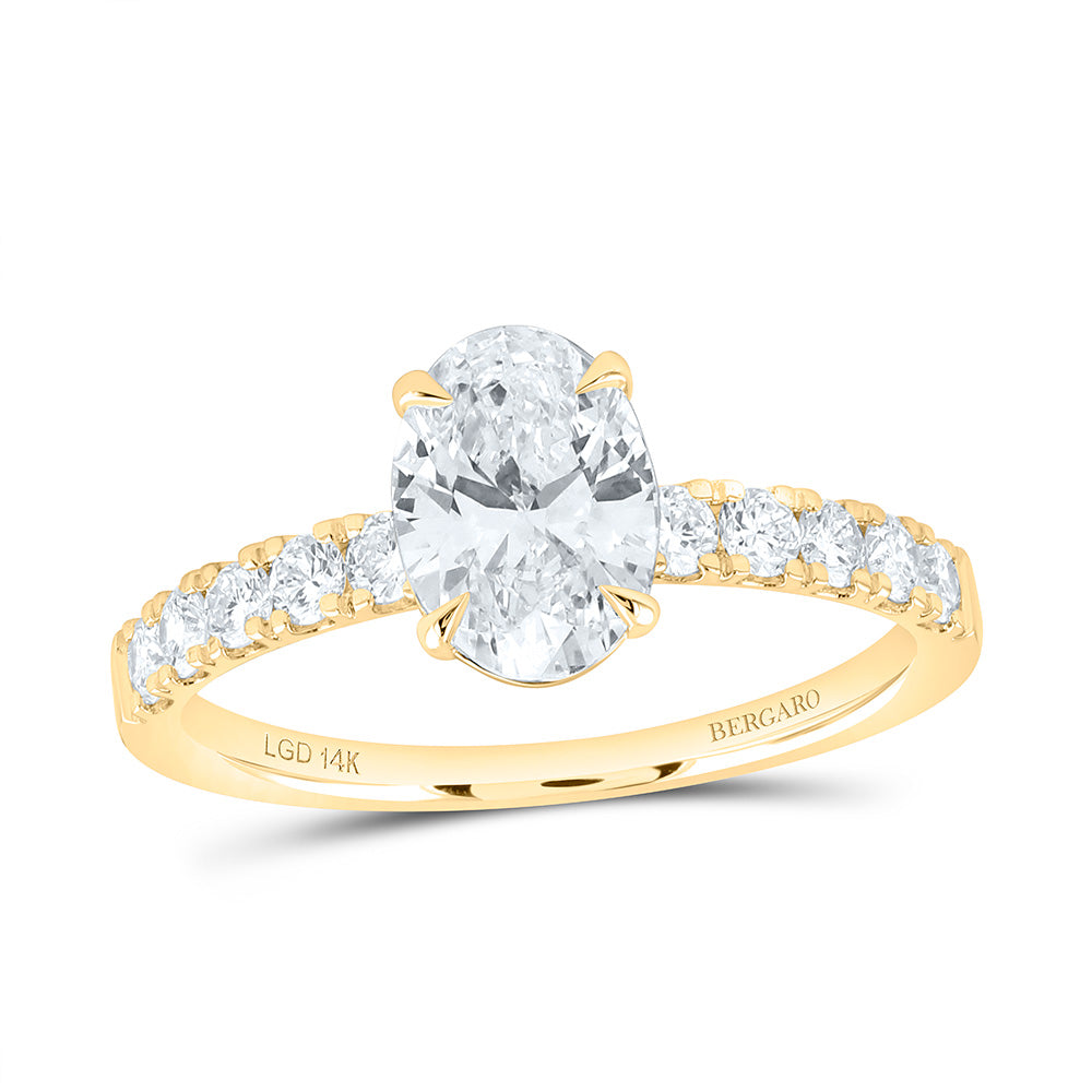 14K Yellow Or White Gold 1 5/8 Cttw Lab Grown Diamond 1 1/5 Cttw Center Oval Engagement Ring
