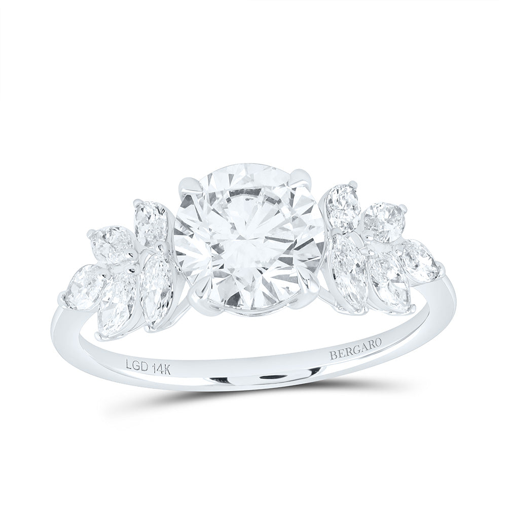 14K Yellow Or White Gold 2 Cttw Lab Grown Diamond 1 1/2 Cttw Center Round Engagement Ring