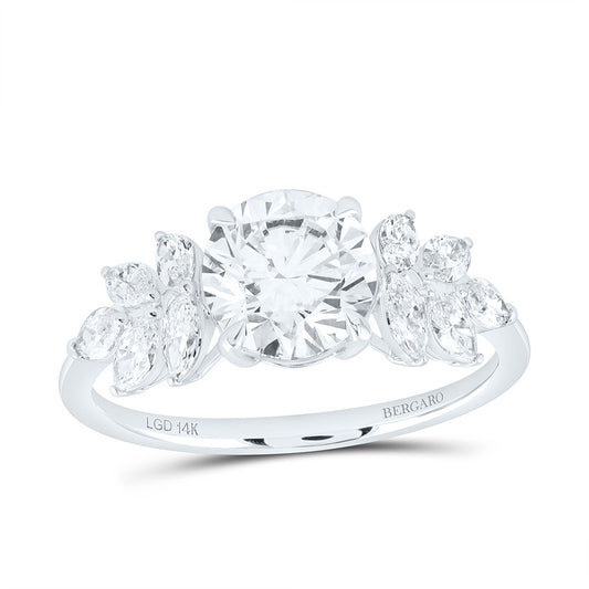 14K Yellow Or White Gold 2 Cttw Lab Grown Diamond 1 1/2 Cttw Center Round Engagement Ring