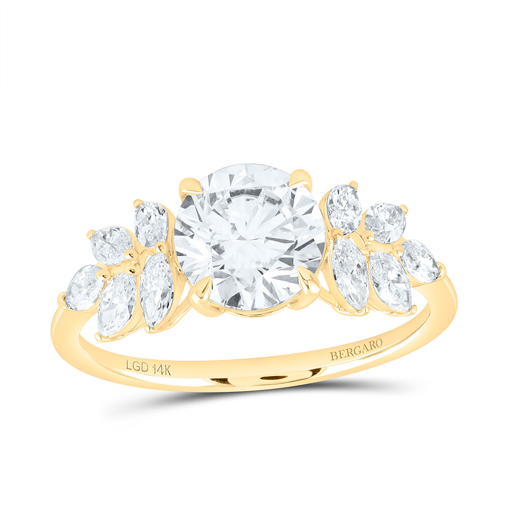 14K Yellow Or White Gold 2 Cttw Lab Grown Diamond 1 1/2 Cttw Center Round Engagement Ring