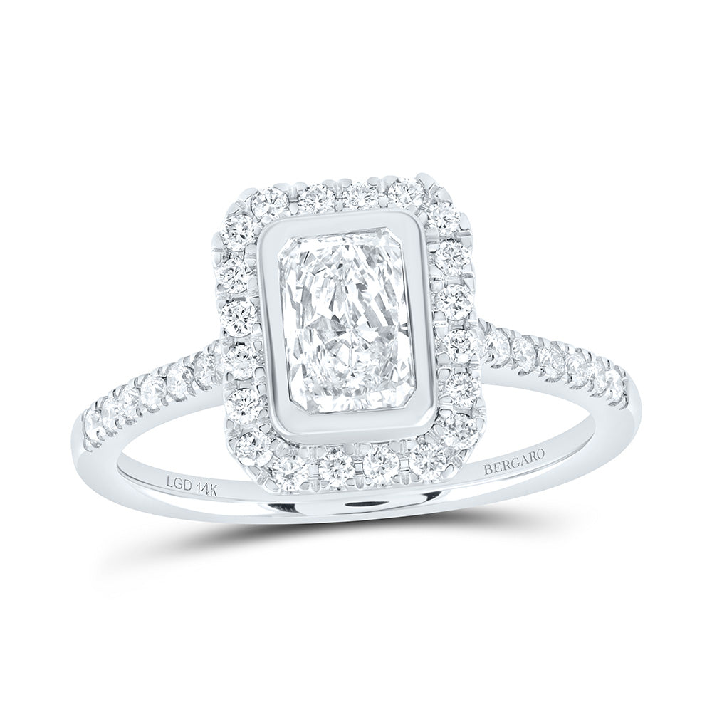 14K Yellow Or White Gold 1 1/3 Cttw Lab Grown Diamond 7/8 Cttw Center Radiant Engagement Ring