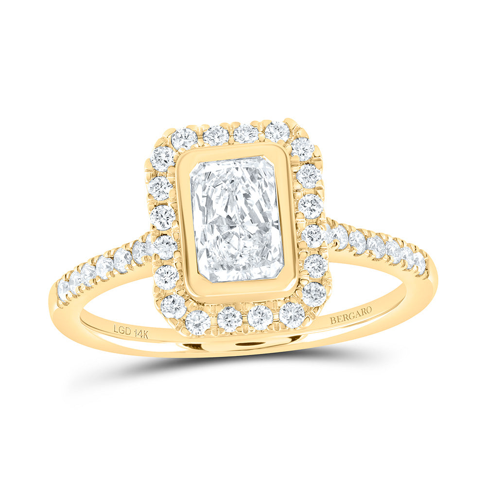 14K Yellow Or White Gold 1 1/3 Cttw Lab Grown Diamond 7/8 Cttw Center Radiant Engagement Ring