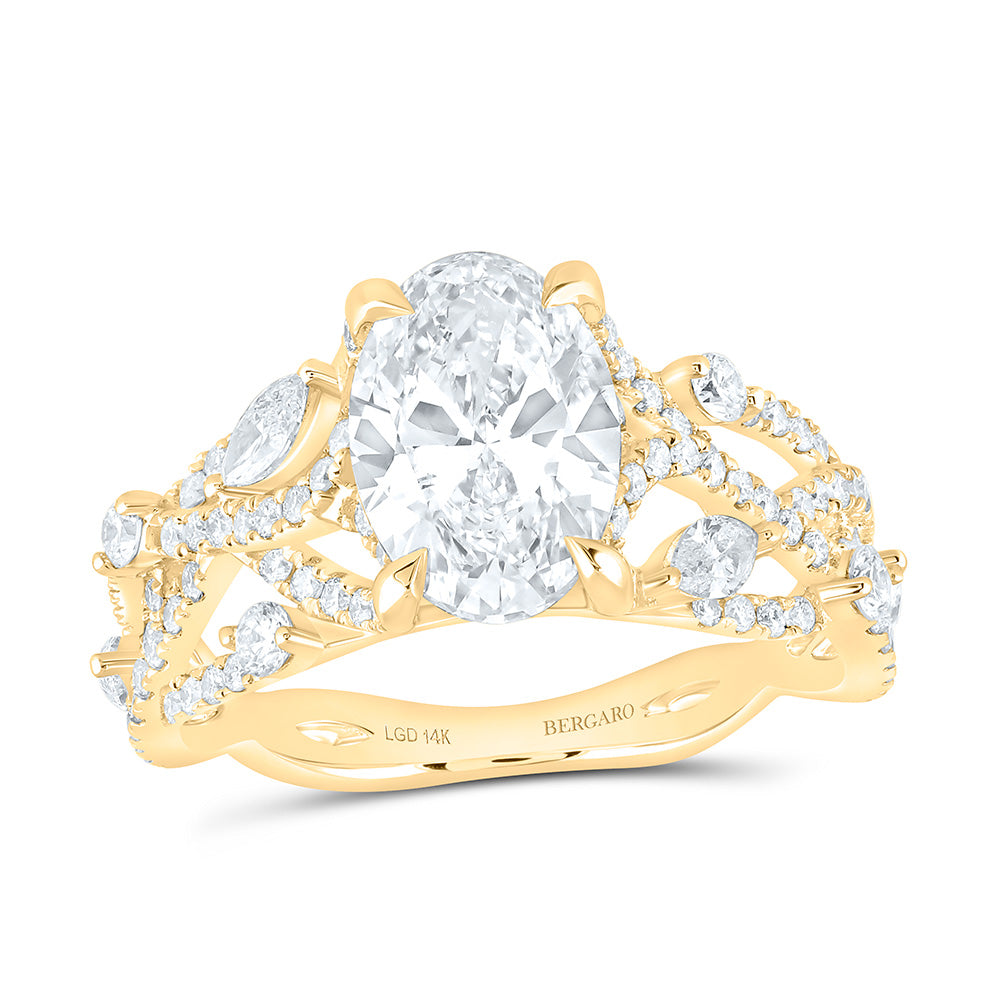 14K Yellow Or White Gold 2 7/8 Cttw Lab Grown Diamond 2 Cttw Center Oval Engagement Ring