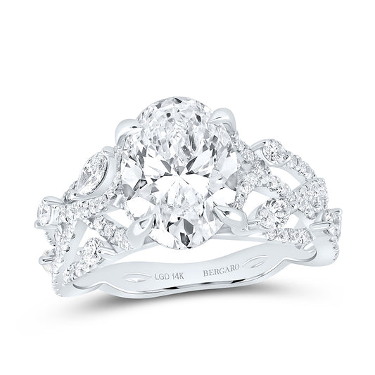 14K Yellow Or White Gold 3 7/8 Cttw Lab Grown Diamond 3 Cttw Center Oval Engagement Ring