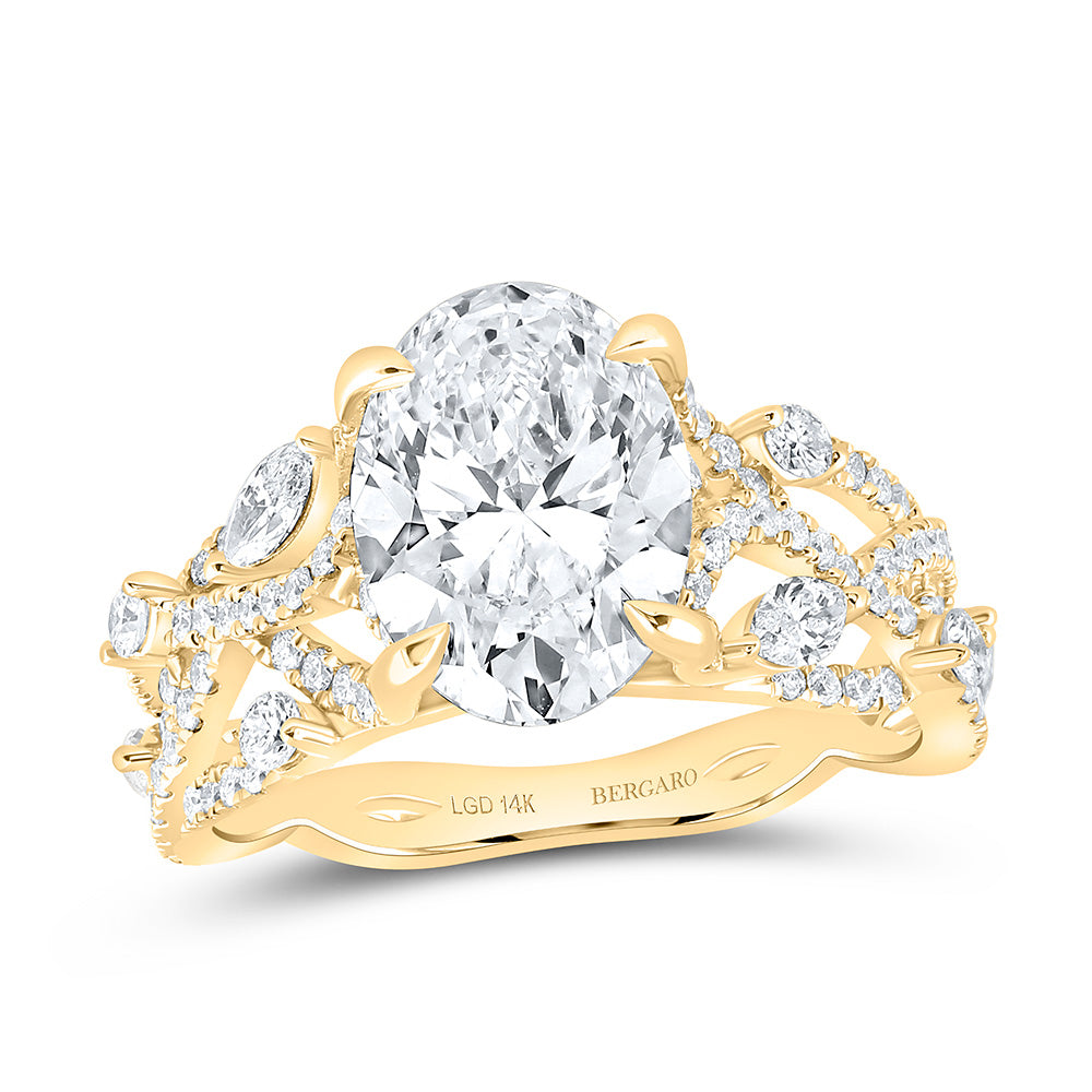 14K Yellow Or White Gold 3 7/8 Cttw Lab Grown Diamond 3 Cttw Center Oval Engagement Ring