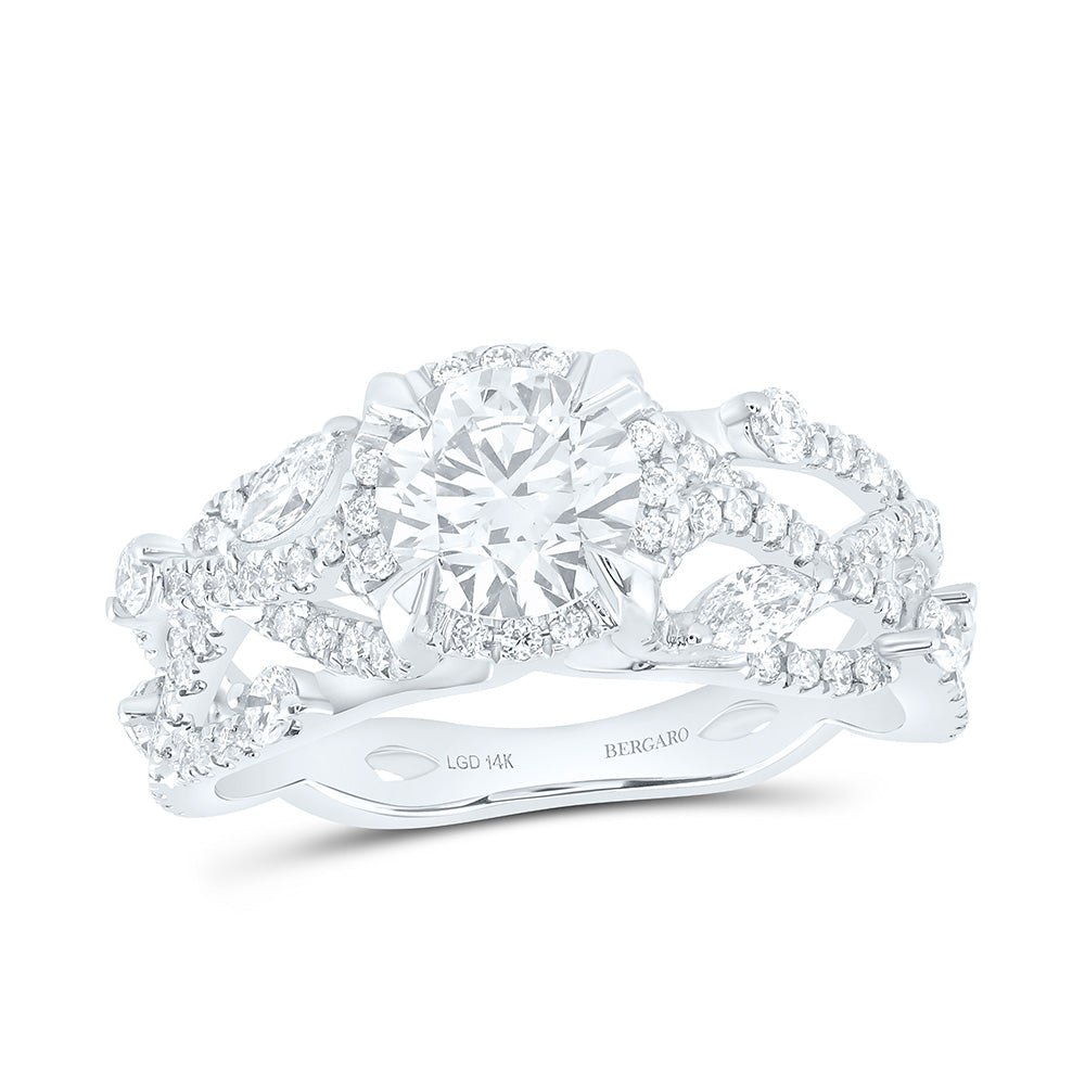 14K Yellow Or White Gold 1 7/8 Cttw Lab Grown Diamond 1 Cttw Center Round Engagement Ring