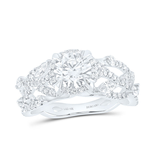 14K Yellow Or White Gold 1 7/8 Cttw Lab Grown Diamond 1 Cttw Center Round Engagement Ring