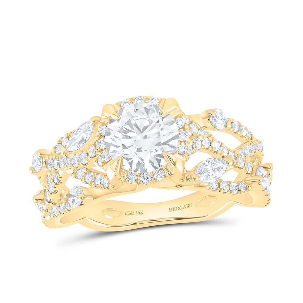 14K Yellow Or White Gold 1 7/8 Cttw Lab Grown Diamond 1 Cttw Center Round Engagement Ring