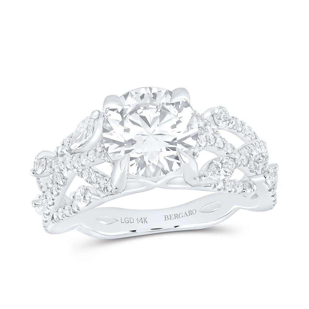 14K Yellow Or White Gold 2 7/8 Cttw Lab Grown Diamond 2 Cttw Center Round Engagement Ring