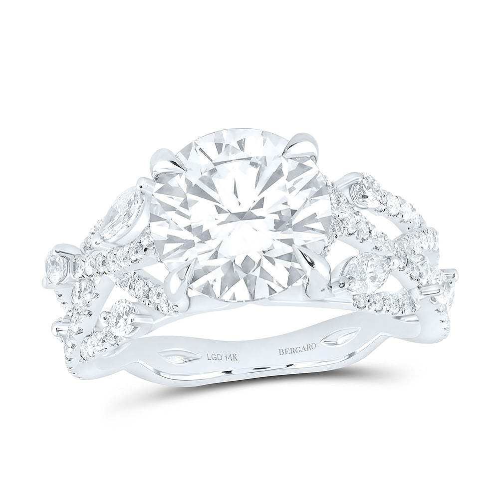 14K Yellow Or White Gold 3 3/4 Cttw Lab Grown Diamond 3 Cttw Center Round Engagement Ring
