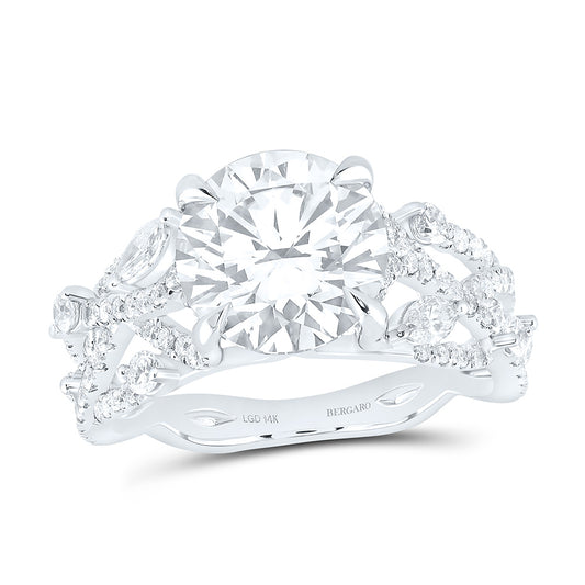 14K Yellow Or White Gold 3 3/4 Cttw Lab Grown Diamond 3 Cttw Center Round Engagement Ring