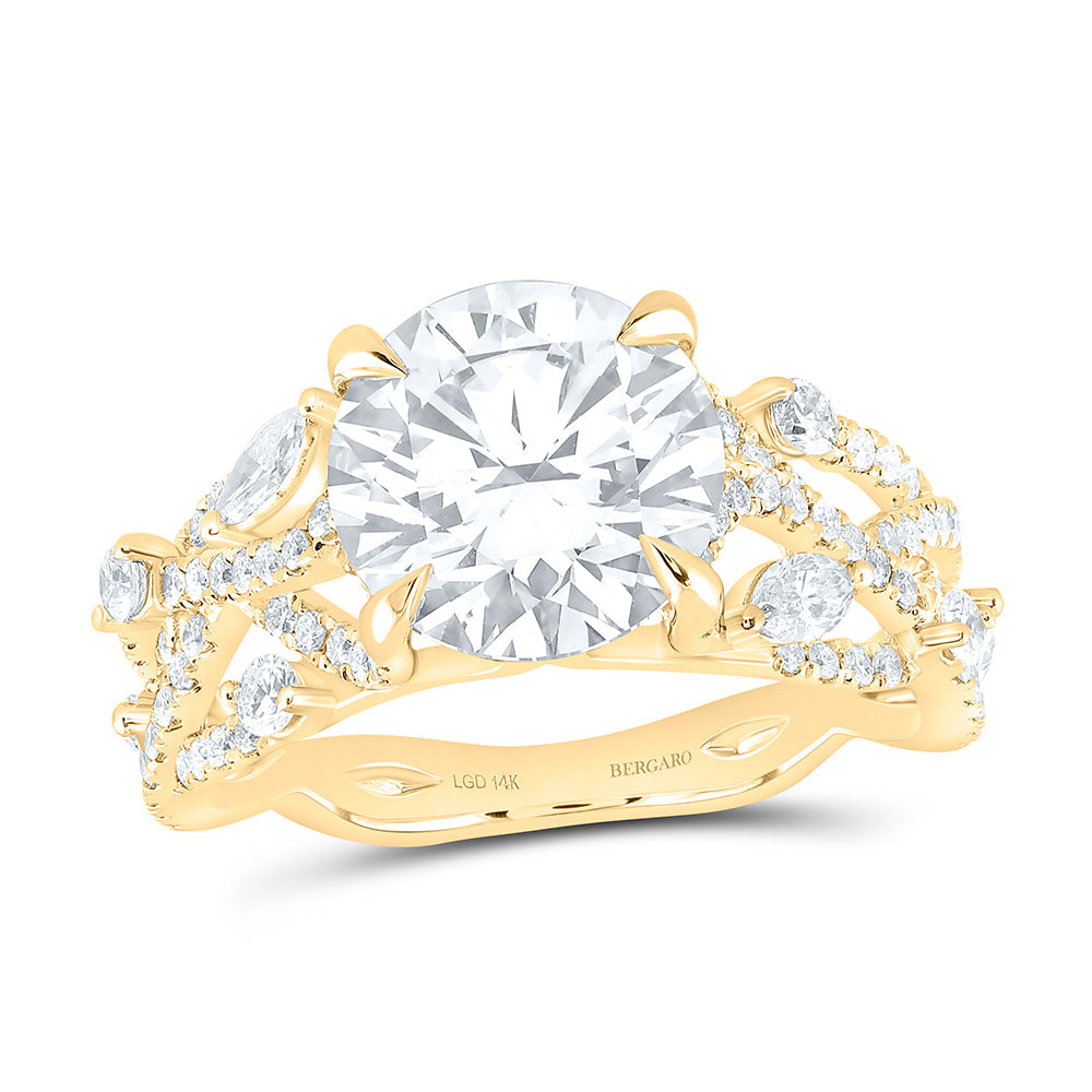 14K Yellow Or White Gold 3 3/4 Cttw Lab Grown Diamond 3 Cttw Center Round Engagement Ring