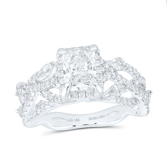14K White Gold 1 7/8 Cttw Lab Grown Diamond 1 Cttw Center Fashion Radiant Ring
