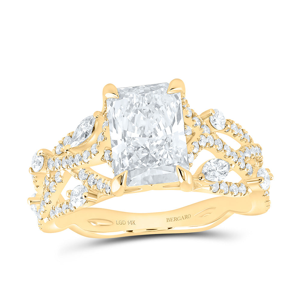 14K Yellow Or White Gold 2 7/8 Cttw Lab Grown Diamond 2 Cttw Center Radiant Engagement Ring