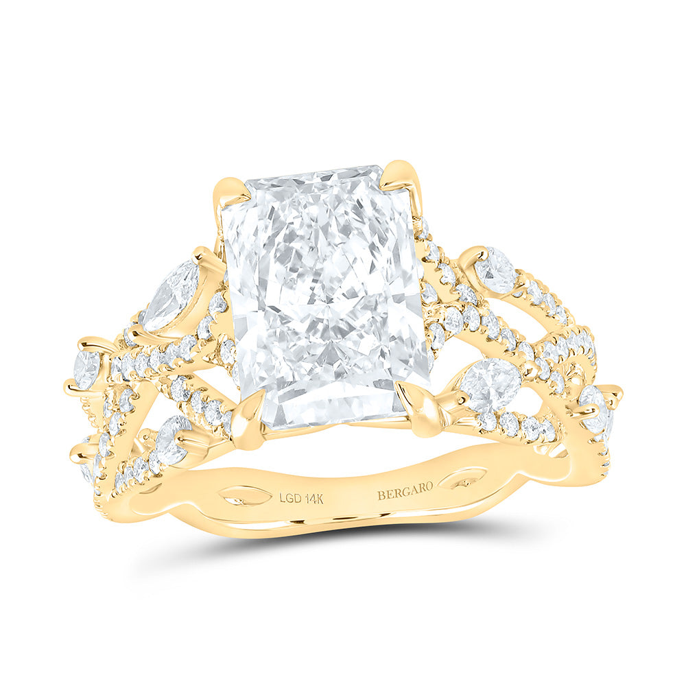 14K Yellow Or White Gold 3 7/8 Cttw Lab Grown Diamond 3 Cttw Center Radiant Engagement Ring