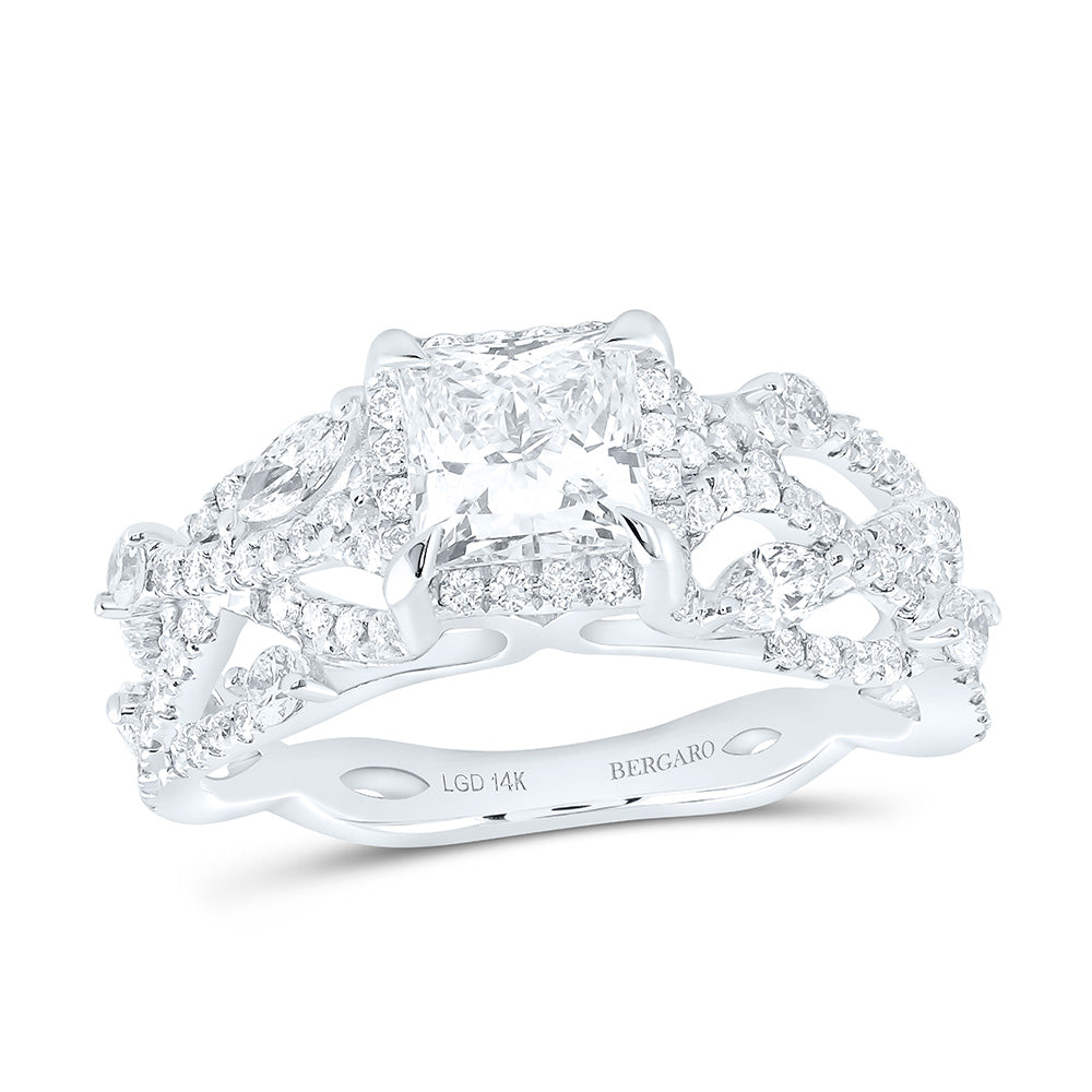 14K Yellow Or White Gold 1 7/8 Cttw Lab Grown Diamond 1 Cttw Center Princess Engagement Ring