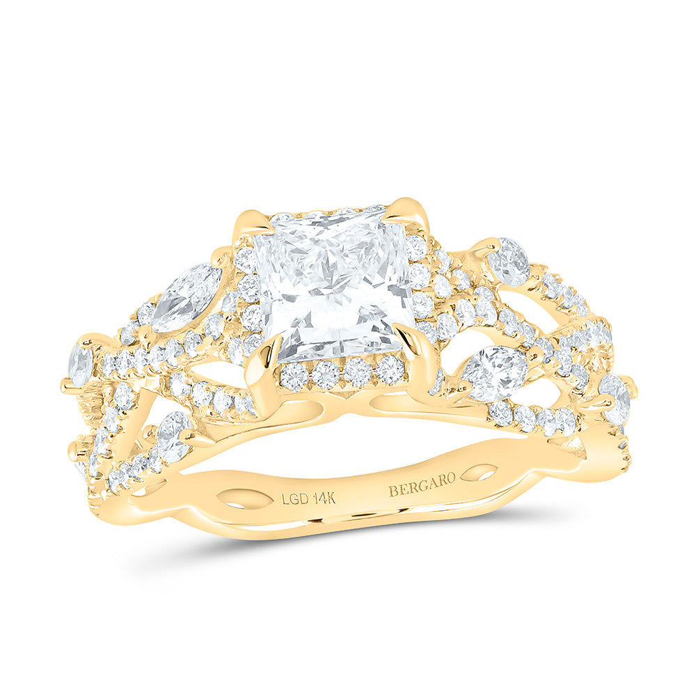14K Yellow Or White Gold 1 7/8 Cttw Lab Grown Diamond 1 Cttw Center Princess Engagement Ring