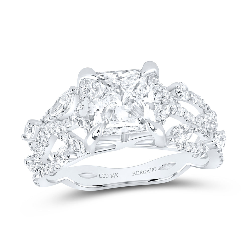 14K Yellow Or White Gold 2 7/8 Cttw Lab Grown Diamond 2 Cttw Center Princess Engagement Ring