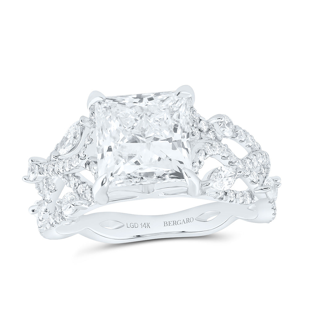 14K Yellow Or White Gold 3 7/8 Cttw Lab Grown Diamond 3 Cttw Center Princess Engagement Ring