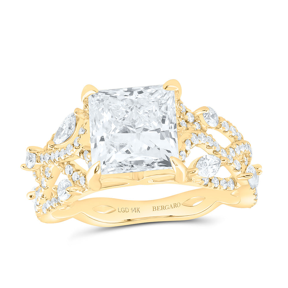 14K Yellow Or White Gold 3 7/8 Cttw Lab Grown Diamond 3 Cttw Center Princess Engagement Ring