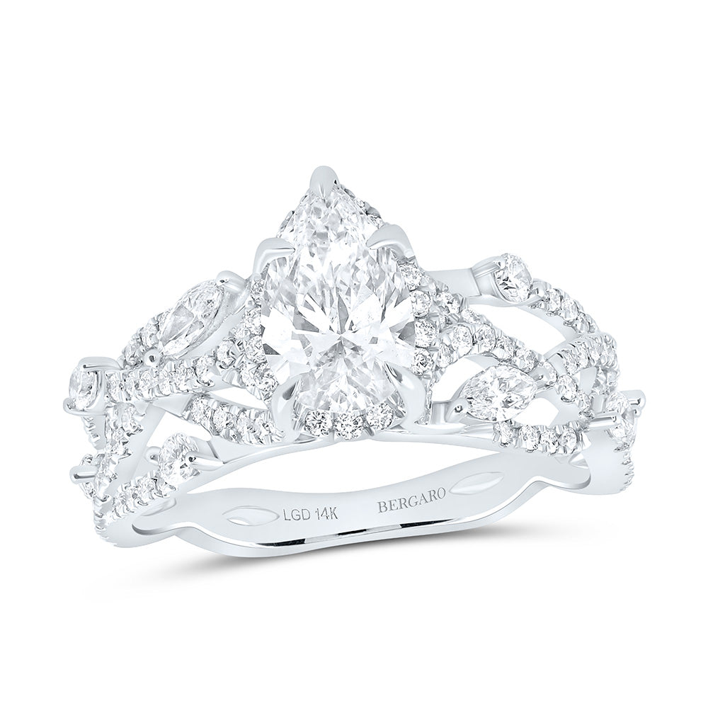 14K Yellow Or White Gold 1 7/8 Cttw Lab Grown Diamond 1 Cttw Center Pear Engagement Ring