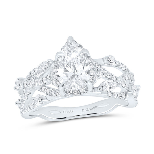 14K Yellow Or White Gold 1 7/8 Cttw Lab Grown Diamond 1 Cttw Center Pear Engagement Ring