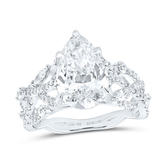 14K Yellow Or White Gold 3 7/8 Cttw Lab Grown Diamond 3 Cttw Center Pear Engagement Ring