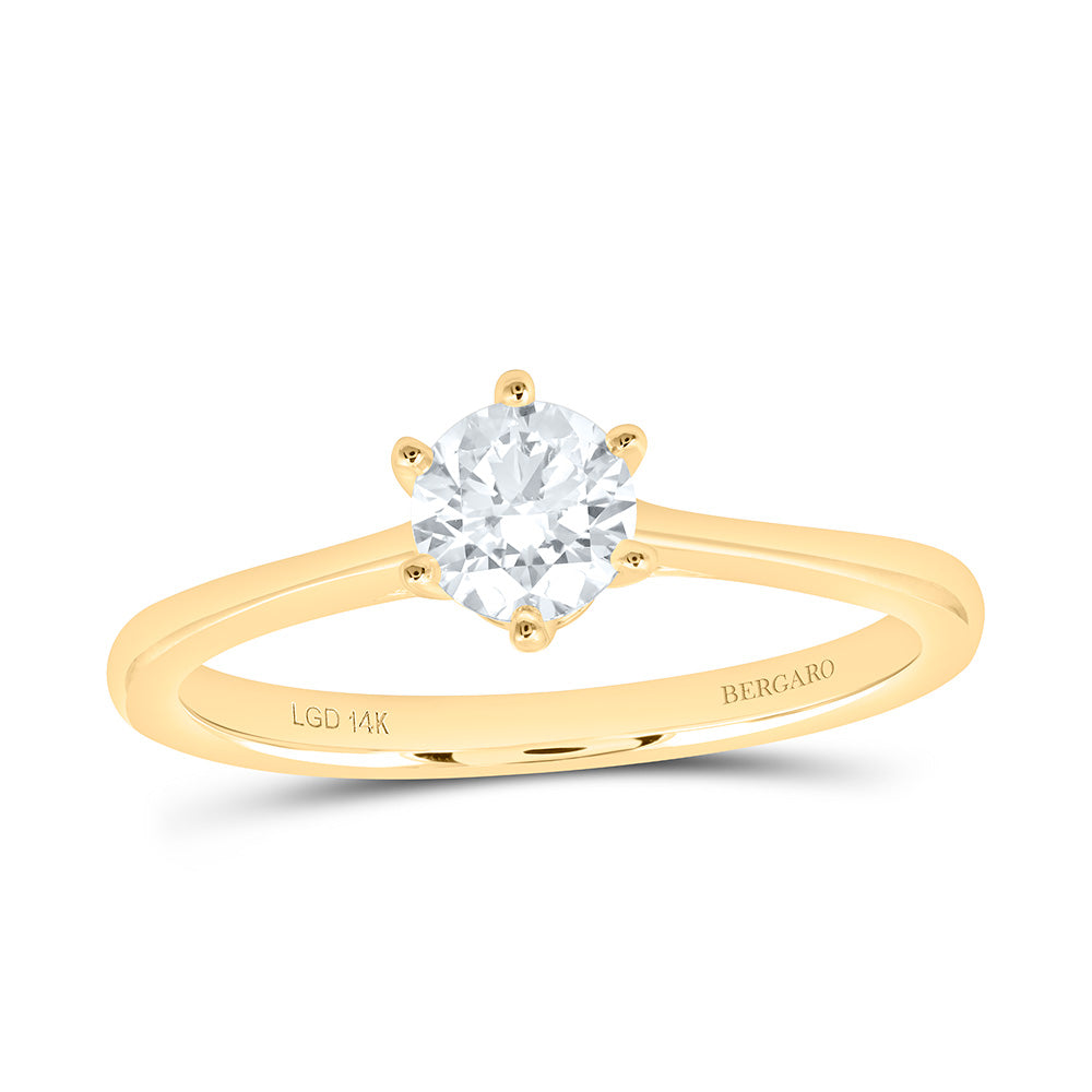 14K Yellow Or White Gold 1/2 Cttw Lab Grown Diamond Round Solitaire Ring