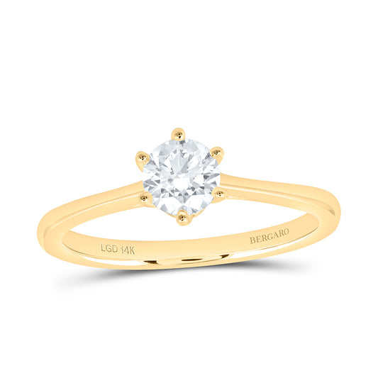 14K Yellow Or White Gold 1/2 Cttw Lab Grown Diamond Round Solitaire Ring