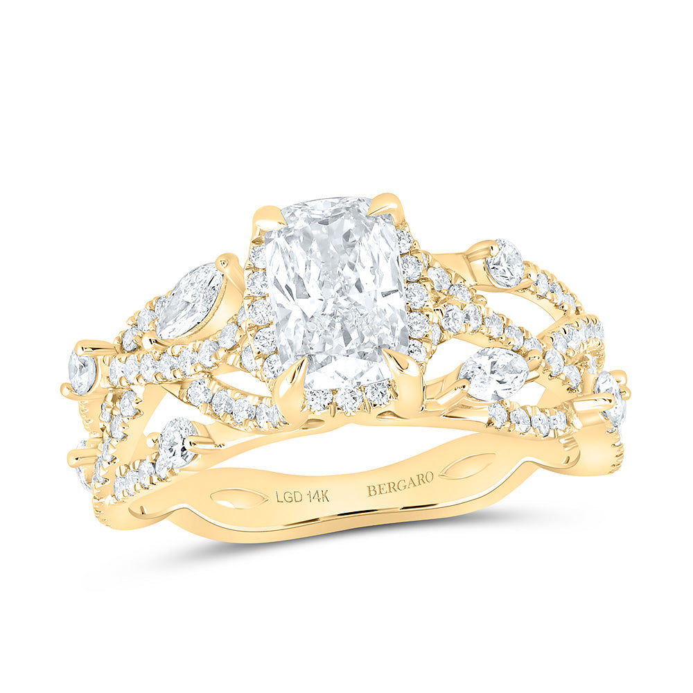 14K Yellow Or White Gold 1 7/8 Cttw Lab Grown Diamond 1 Cttw Center Cushion Engagement Ring