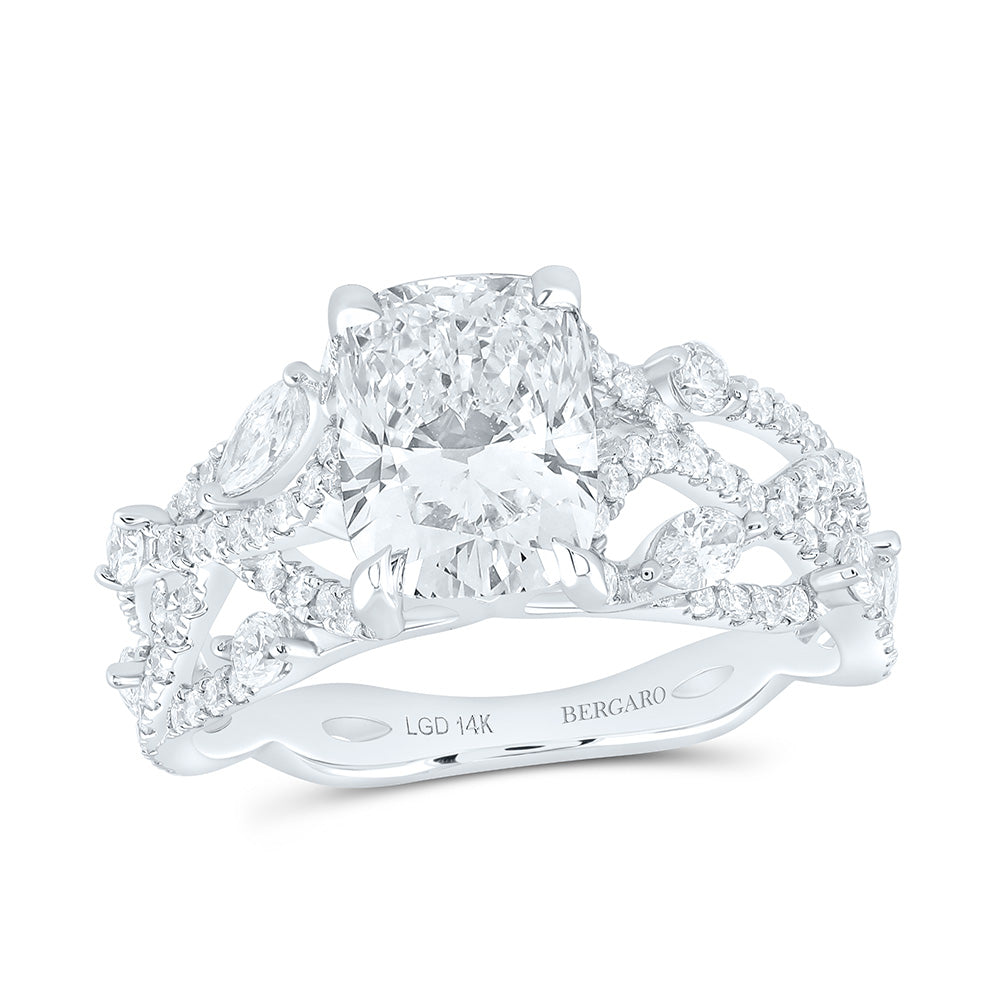 14K Yellow Or White Gold 2 3/4 Cttw Lab Grown Diamond 2 Cttw Center Cushion Engagement Ring