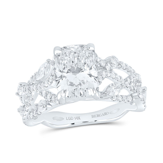 14K Yellow Or White Gold 2 3/4 Cttw Lab Grown Diamond 2 Cttw Center Cushion Engagement Ring