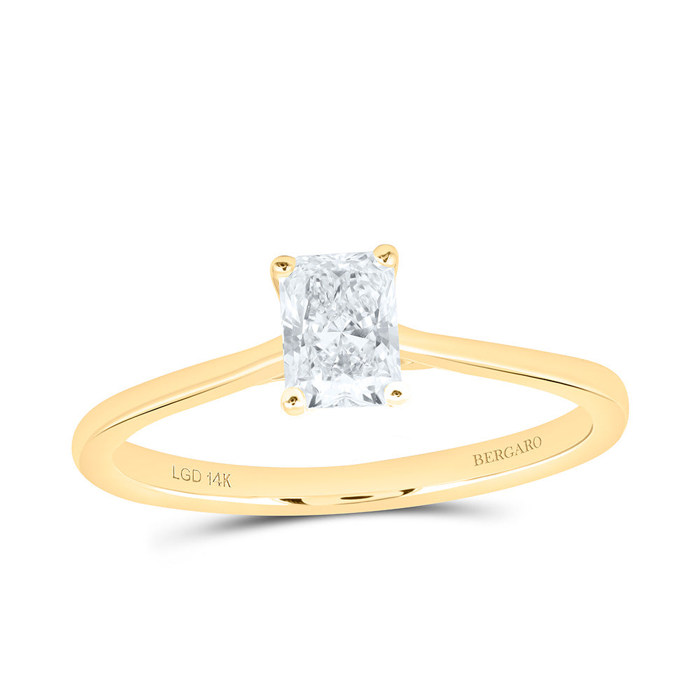 14K Yellow Or White Gold 1/2 Cttw Lab Grown Diamond Radiant Solitaire Ring