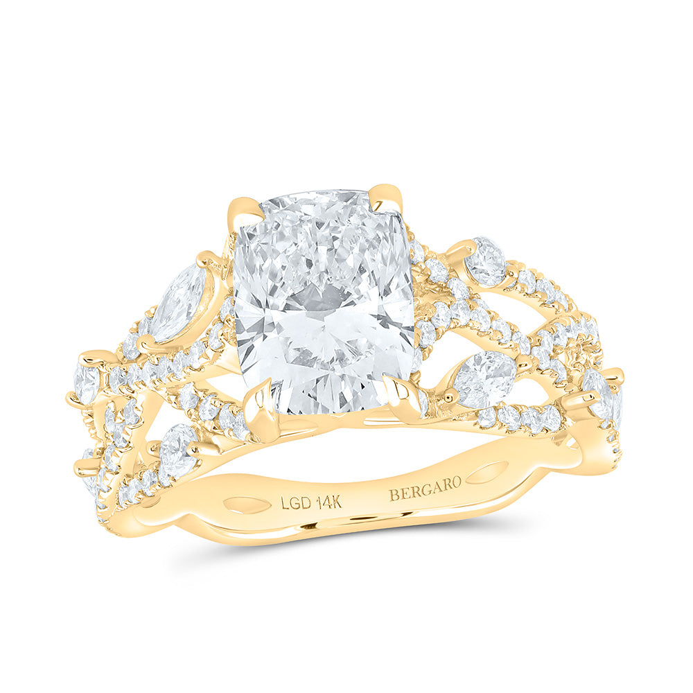 14K Yellow Or White Gold 2 3/4 Cttw Lab Grown Diamond 2 Cttw Center Cushion Engagement Ring