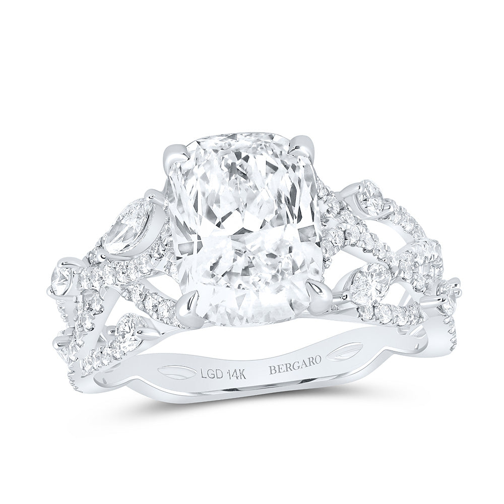 14K Yellow Or White Gold 3 7/8 Cttw Lab Grown Diamond 3 Cttw Center Cushion Engagement Ring