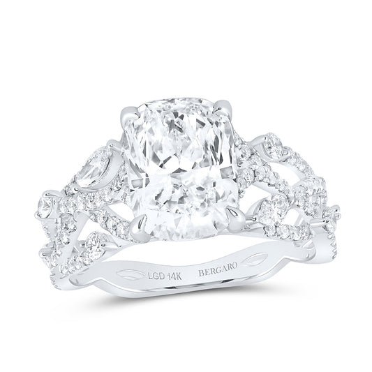 14K Yellow Or White Gold 3 7/8 Cttw Lab Grown Diamond 3 Cttw Center Cushion Engagement Ring